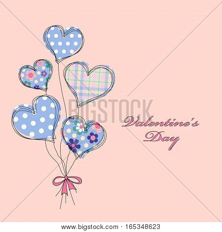 Card with a bouquet of the stylized abstract hearts and place for congratulatory text. Modern background for wedding invitation card for Valentine's Day birthday mother day card about love. EPS10