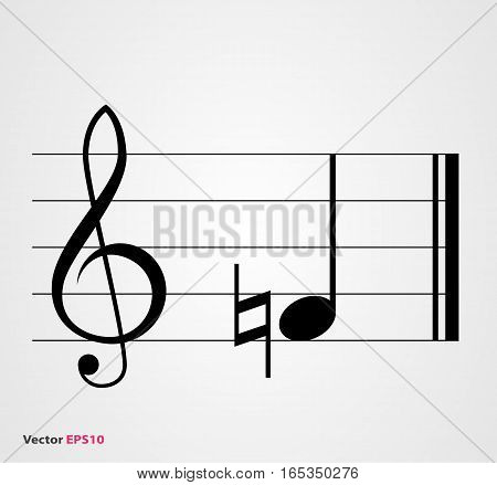 Natural musical symbol with note treble clef and staff