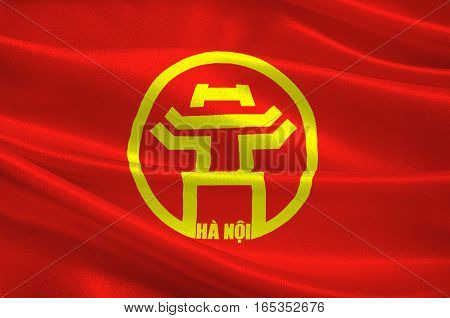 Flag of Hanoi is the capital of Vietnam and the country second largest city. 3D illustration