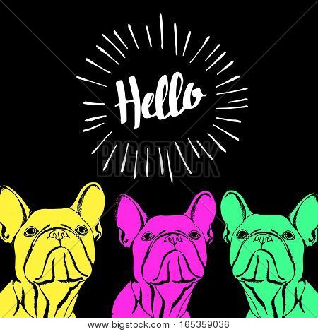 bulldog dog animal french vector illustration pet breed cute drawing puppy