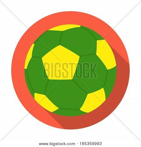 Green soccer ball icon in flat design isolated on white background. Brazil country symbol stock vector illustration.