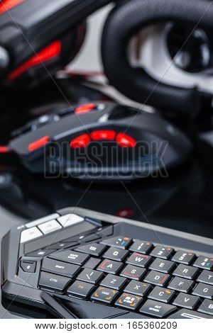 Gaming Gear On Shiny Surface