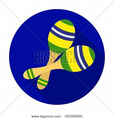 Brazilian maracas icon in flat design isolated on white background. Brazil country symbol stock vector illustration.