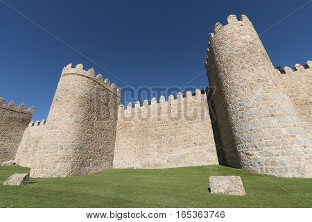 Avila (Castilla y Leon Spain): the famous medieval walls surrounding the city