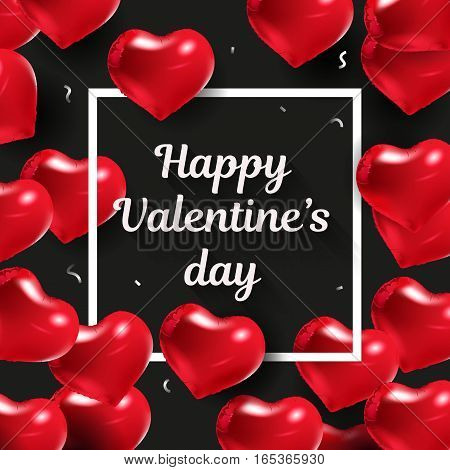 Border with text and balloons. Wedding elements. Valentine SMM template