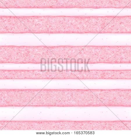 Pink strawberry sponge cake with white cream filling background. Colorful seamless texture. Vector illustration. Good for bakery menu design - poster banner flyer packaging.