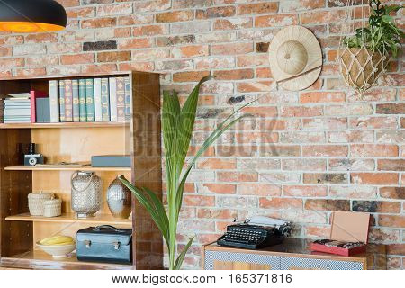 Wooden Rack And Brick Wall