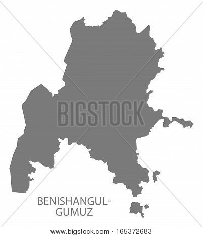 Benishangul-Gumuz Ethiopia Map in grey silhouette illustration