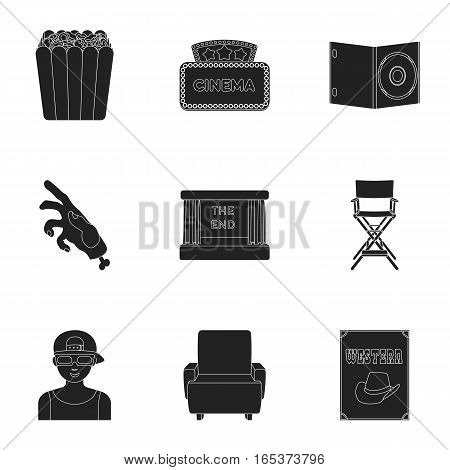 Films and cinema set icons in black style. Big collection of films and cinema vector symbol stock