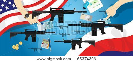 America Russia USA proxy war arms conflict world international dispute money business hands control vector
