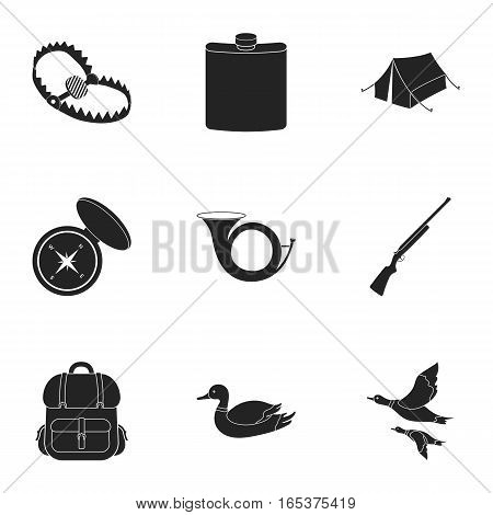 Hunting set icons in black style. Big collection of hunting vector symbol stock