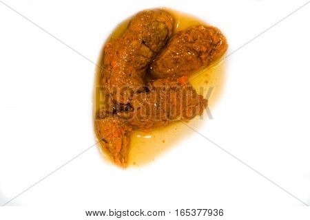 baby shit on white background, poop and urine