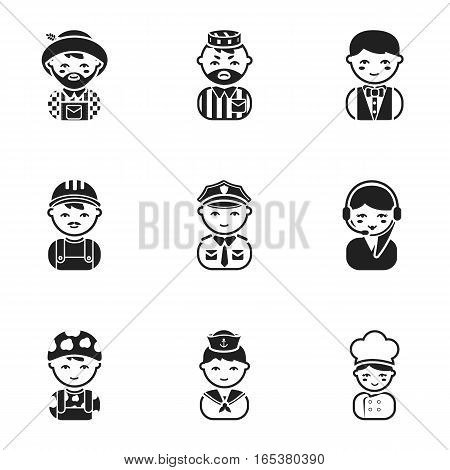 Profession set icons in black style. Big collection of profession vector symbol stock