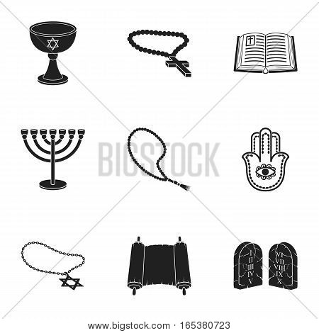Religion set icons in black style. Big collection of religion vector symbol stock