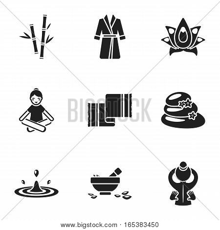 Spa set icons in black style. Big collection of spa vector symbol stock