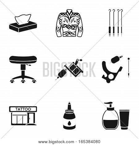 Tattoo studio set icons in black style. Big collection of tattoo studio vector symbol stock