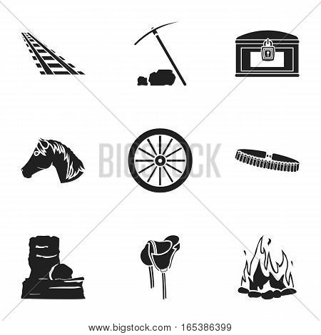 Wild west set icons in black style. Big collection of wild west vector symbol stock