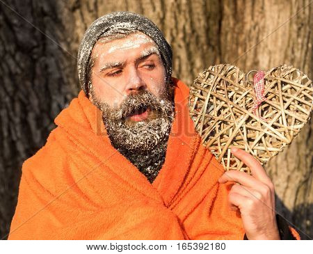 Man In Blanket With Heart