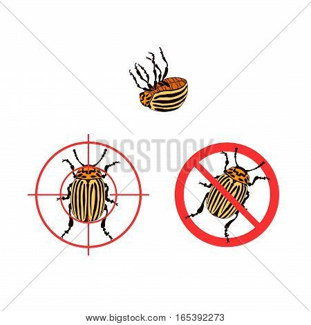 Prohibition sign colorado beetles icon. Vector illustration of prohibition sign set colorado beetles vector