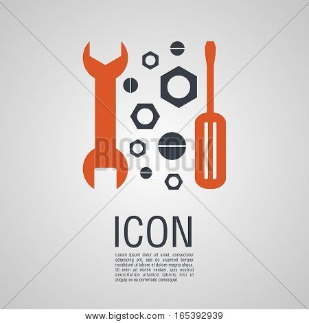 Vector Icons In The Form Of Wrench And Screwdriver With Nuts Bolts.