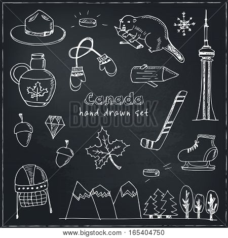 Canada hand drawn icon doodle set vector illustration