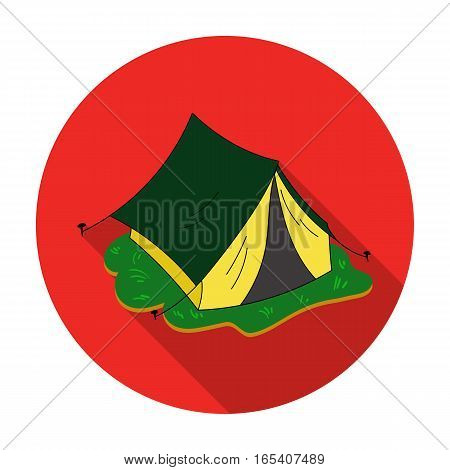 Yellow tent icon in flat design isolated on white background. Family holiday symbol stock vector illustration.