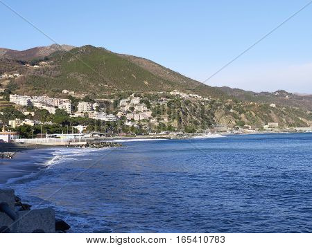 nice view of arenzano near genova , italy