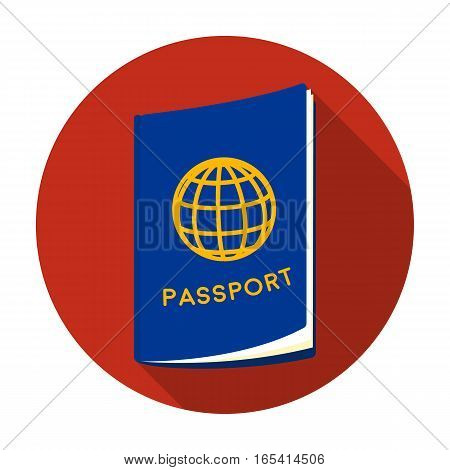 Passport icon in flat design isolated on white background. Rest and travel symbol stock vector illustration.