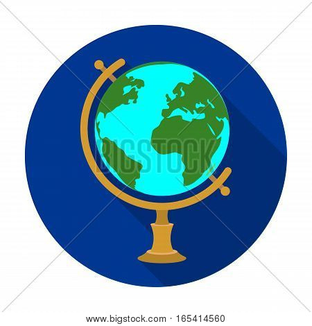Globe icon in flat design isolated on white background. Rest and travel symbol stock vector illustration.