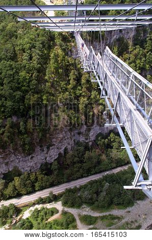 The longest suspension bridge in the world - Skybridge in skiparque Adler.