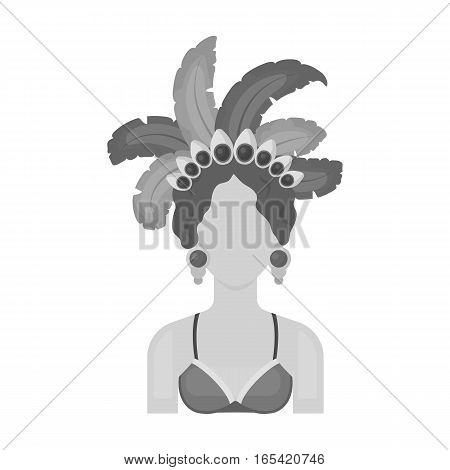 Samba dancer icon in monochrome design isolated on white background. Brazil country symbol stock vector illustration.