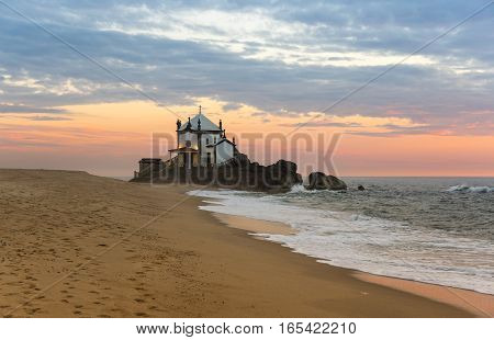 Capela do Senhor da Pedra on sunset Porto Portugal