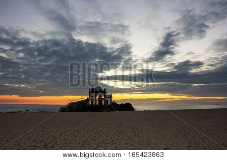 Capela do Senhor da Pedra on sunset Porto Portugal