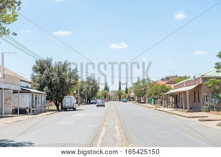 FAURESMITH SOUTH AFRICA - DECEMBER 31 2016: A street scene in Fauresmith a small town in the Free State Province