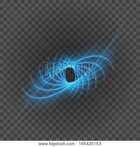 Smooth light blue lines on transparency background vector illustration. Glowing translucent element for special Effects. Abstract design.