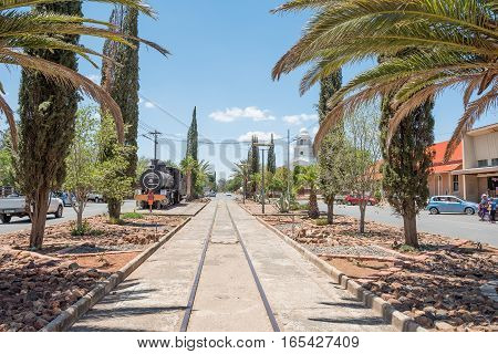 FAURESMITH SOUTH AFRICA - DECEMBER 31 2016: Fauresmith is one of only three towns on earth where the railway line runs down the centre of the main road