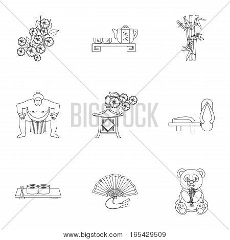 Japan set icons in outline style. Big collection of Japan vector symbol stock