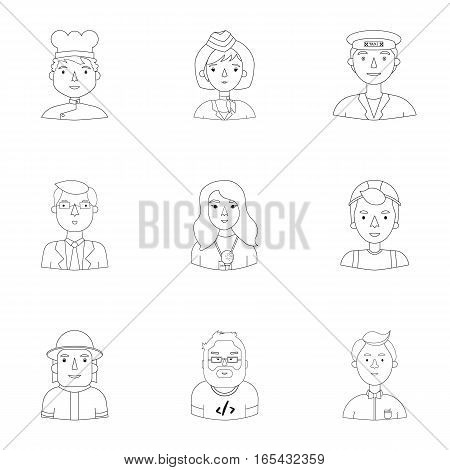 People of different profession set icons in outline design. Big collection of people of different profession vector symbol stock illustration