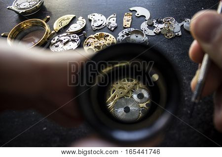 The procces of watch repair with special tools