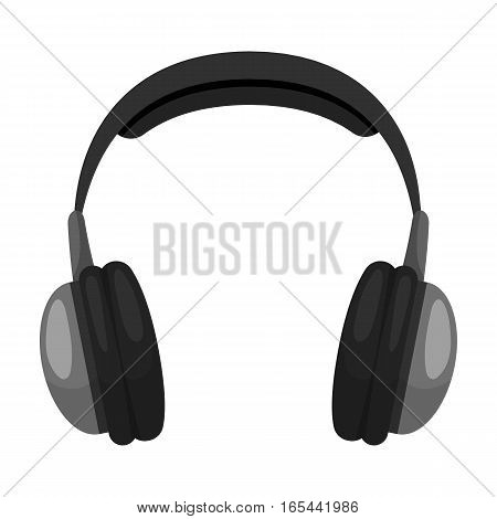 Vintage headphones icon in monochrome design isolated on white background. Hipster style symbol stock vector illustration.