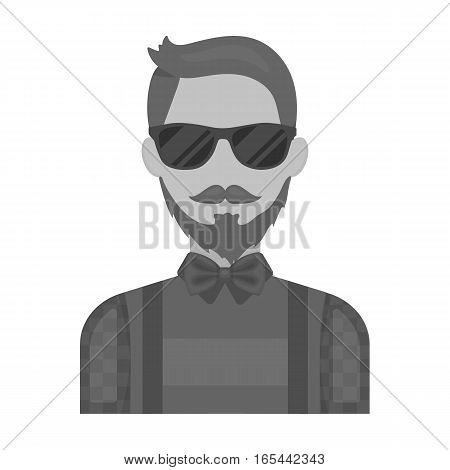 Hipster icon in monochrome design isolated on white background. Hipster style symbol stock vector illustration.