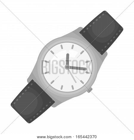 Classic wrist watch icon in monochrome design isolated on white background. Hipster style symbol stock vector illustration.