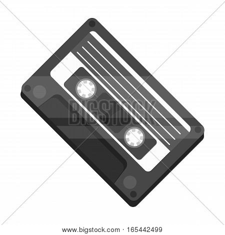 Audio cassette icon in monochrome design isolated on white background. Hipster style symbol stock vector illustration.