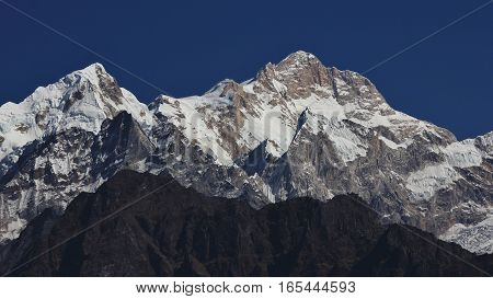 Mount Manaslu high mountain of the Himalayas Nepal.
