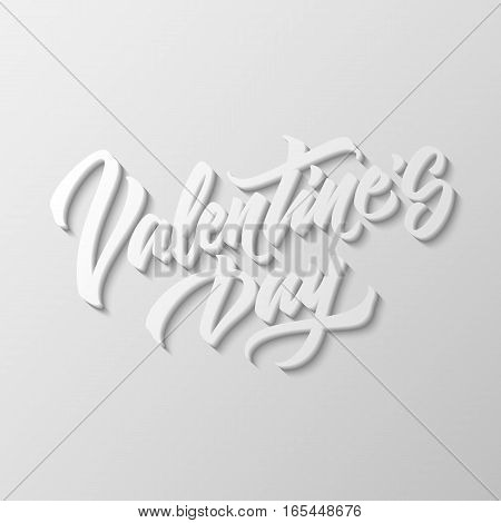 Valentines day, 14th february brushpen lettering, 3d oblique calligraphy with block blended shade for logo, design concepts, banners, labels, badges, prints, web. Vector illustration.