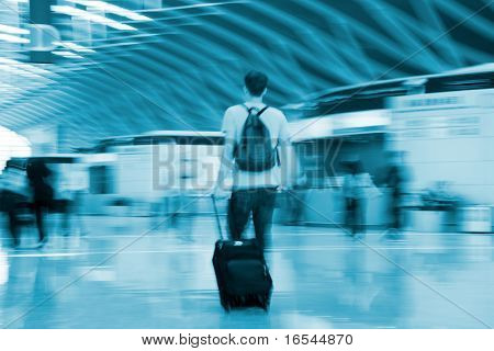 passagerare på flygplatsen, rörelse oskärpa