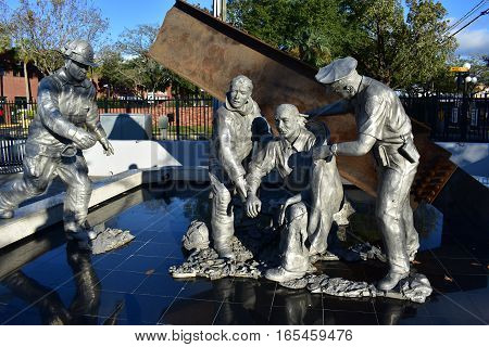 Tampa, Florida - Usa - January 07, 2016 :  9/11 Fallen Heroes Memorial In Ybor City