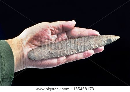 Real Lerma blade or spearhead found near Mount Home Arkansas made 3ooo to 6000 years ago.Blade is eight inches long.