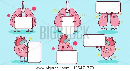 cute cartoon heart and lung hold billboard