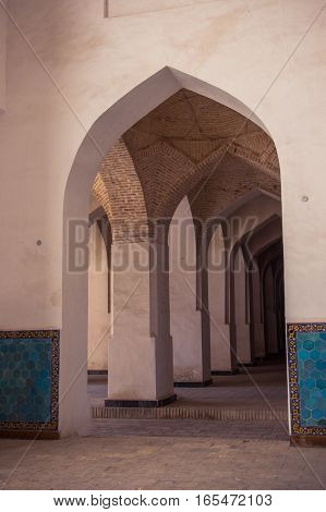 Arabian Arches In Kolon Mosque. Bukhara. Uzbekistan, Central Asia
